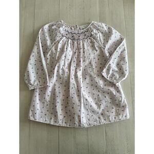 The Little White Company Dainty Floral Pale Pink and Blue Smocked Dress 12-18m